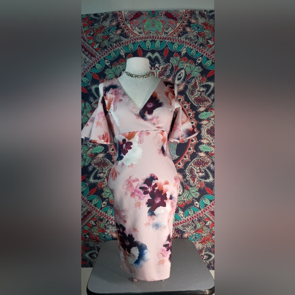Cold-Shoulder Floral Dress